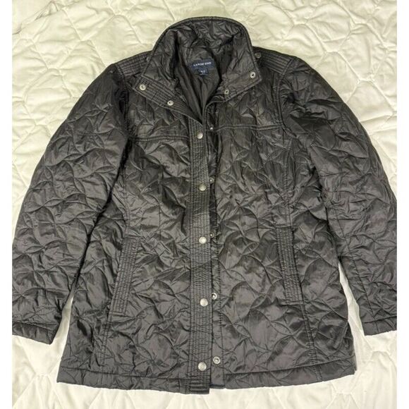 Lands' End Jackets & Blazers - Lands' End Snap Front Womens Size S(6-8) Black Pockets Quilted‎ Lined Jacket